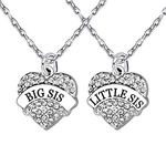 2pcs Family Jewelry Set Crystal Big Little Sister Pendant Necklace for Women Girl (Clear)