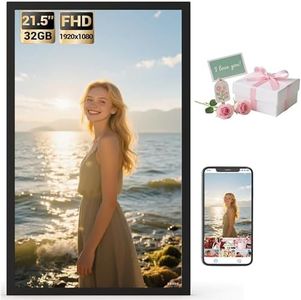 TEKXDD 21.5 Inch WiFi Digital Picture Frame – 1920x1080 Full HD Large Display with Auto-Rotate, 32GB Storage, Instant Photo & Video Sharing via App, Wall Mountable Smart Digital Photo Frame