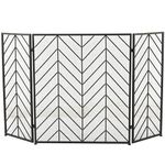 Deco 79 Metal Geometric Foldable Mesh Netting 3 Panel Fireplace Screen with Chevron Pattern, 52 Inch x 1 Inch x 31 Inch, Black