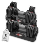 EnterSports 22LBS/26.5LBS/40LBS/44LBS/60LBS Adjustable Dumbbell Set Quick Adjustment Space-saving Dumbbells with Non-Slip Handle Adjustable Weight, Convertible Dumbbell Weights Suitable for Women Men Home Office Gym Body Strength Training (40lbs Pair)