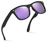 Retro Rewind Polarized Sunglasses for Men and Women - UV Protection Classic Sun Glasses, Matte Black | Revo Purple, one size fits most