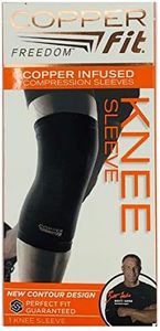 Copper Fit Freedom Knee Sleeve 2 Pack, Copper Infused Compression Sleeve with Contour Design, 2 Knee Sleeve, As Seen on TV (Large)