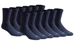 Dickies Men's Dri-tech Moisture Control Comfort Length Crew Socks, Comfort Length Navy (12 Pairs), Shoe Size: 6-12