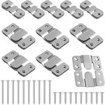 20 Pcs (10 Pairs) Furniture Flush Mount Bracket, Stainless Steel Interlocking Photo Picture Frame Cleats Z Clips, Headboard Wall Mount Hardware, Large Small Picture Hangers, Mirror Hook Matching Hook