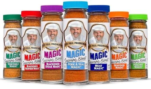 Chef Paul Magic Seasoning Blends Seafood Seasoning Variety Pack | Blackened Redfish & Steak, Seafood, Poultry, Meat, Vegetable, Pork & Veal | All-Purpose Spice Mix for Cooking | 2 Oz, Pack of 7