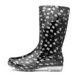 shoezone - Sunshine Womens Black Floral Print Welly - Size 6 UK - Black