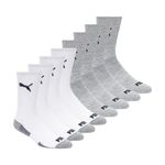 PUMA Men's 8 Pack Athletic Cushioned Crew Socks, White/Grey, 10-13