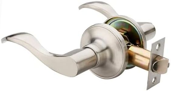 1 Pack of HENYIN Wave Lever Door Lock/Door Knob Hardware Handle and Closet Lockset, Silver Color, Passage Version Without Key,Left Hand (805SN-L-Pa)