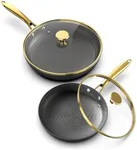 imarku Non Stick Frying Pans, Frying Pan with Lid 2Pcs - 10 Inch and 12 Inch Long Lasting Nonstick Frying Pan Cast Iron Skillets, Frying Pans Nonstick with Lid, Easy Clean Frying Pans, Christmas Gifts