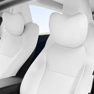 TOPABYTE Car Headrest Neck Pillow for Tesla Model Y Model S Model X Model 3 Highland Cybertruck Accessories Car Seat Pillow Head Neck Rest Cushion Neck Support, 2 Packs, White