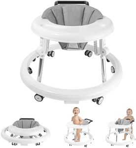 Baby Walker with Wheels, Activity Center with Mute Wheels Anti-Rollover, 5-Position Height Adjustable Foldable Baby Walker for Boys and Girls from 6-18 Months with Footrest