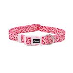 Olahibi Basic Dog Collar, Leopard Pattern, Soft and Durable Polyester Material, Adjustable Length for Small Dogs.(Small, Pink Leopard)