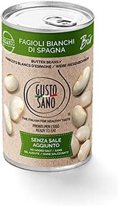 GUSTO SANO FAGIOLI BIANCHI DI SPAGNA BIOLOGICI. LEGUMI 6 pacchi da 400 gr.: 2,4 KG. Legumi in scatola lessati e reidratati, non OGM