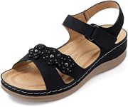 SHIBEVER Women's Wedge Sandals Summer: Closed Toe Sandal for Women Platform Dressy Wedges, 66 Black, 11