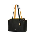 MOKOBARA The Sunflower Tote Bag for Women | Premium Vegan Leather Office & Daily Use Handbag | Fits 14 Inch Laptop | Water Resistant Shoulder Bag with Zip Closure | Money Moves | Black