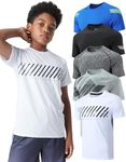 5 Pack Boys Athletic Shirts, Youth 