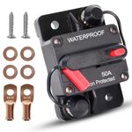 Erayco 50 Amp Circuit Breaker with Manual Reset for Car Marine Trolling Motors Boat ATV Manual Power Protect for Audio System Fuse, 12V-48VDC, Waterproof (50A)