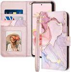 Samsung A53 Case,Samsung A53 5G Case Wallet,Fingic Marble Rose Gold Leather Girls Women Magnetic Closure Kickstand Shockproof PC Bumper Card Holder Full Body Protective Case for Samsung Galaxy A53 5G