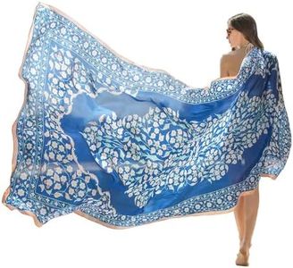 DANA XU 100% Pure Silk Large Size Women Soft Pashmina Shawls and Wraps (Blue)