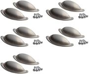 HARMAC HOUSE Cabinet Cup Handles 10 Pack Brushed Nickel Shaker Cupboard Drawer Pull Cup Handles 64mm Screw Spacing Kitchen Cupboard Bedroom Dresser Bathroom Wardrobe Pull Handles (10)