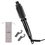 LOVANI Mini Travel Hair Curling Iron Brush,Dual Voltage Portable Ceramic Ionic Anti-scald 3/4 Inch Hot Hair Curler Brush for Short Hair,3 in 1 Curling Wand with Travel Bag