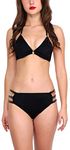 Lola Dola Women Padded Polyamide Bikini Bra Panty Ringed Lingerie Set (Black, Medium)