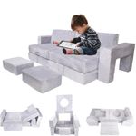 LIROCORA 13PCS Kids Play Couch, Premium Play Sofa for Toddler 0-3, Ideal for Baby Boys Girls to Play in The Bedroom Playroom Toy Living Room, Light Gray