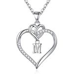 TINGN Heart Necklaces for Women Teen Girls, Cute Heart Initial M Necklaces for Girls Women Dainty Heart Necklace Birthday Valentines Day Mothers Day Gifts for Mom Wife Women Girls Girlfriend