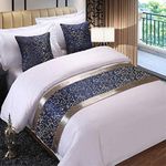 Twelve Blue Floral King Bed Scarf Bed Runner Bedding Scarves Bed Cover for Home Hotel Guesthouse 19.7x95.4in