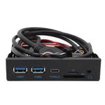 3.5 Inch Front Panel USB C Hub,SD TF Internal Card Reader,5Gbps USB 3.2 Gen 1,19PIN Type C Plug and Play Floppy Drive Panel for Win XP 7 8 10 11 2003 for Linux