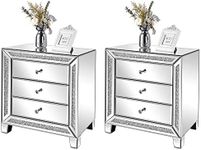 VINGLI Mirrored Nightstands Set of 