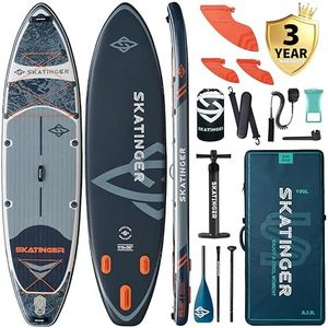 Skatinger 11'6×35" Super Wide Inflatable Paddle Board, Premium Woven Drop-Stitch Tech, 450lb/3 People/Family Paddle Board, Shoulder Strap, 100L Backpack, Ultra-Light, All-Round Sup Board