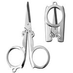 nuoshen Stainless Steel Folding Scissors Portable Foldable Travel Scissors Metal Scissors for Craft, Sewing 10.5cm(2 Packs)