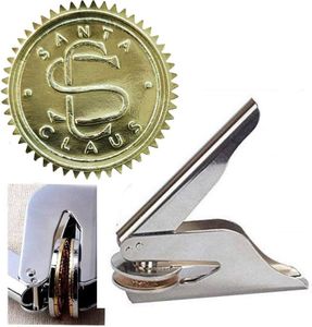 Iteal Christmas Santa Claus Monogram Hand Embosser Stamp - Library Embossing Seal for Books, Graduation, Office Envelopes - Hand-held Gift Set