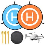 Drone Landing Pad, 22"/55cm Waterproof Portable Foldable Helipad Helicopter Landig Mat with Pegs, Double Sided Orange/Blue, for RC Drones Helicopter DJI Mavic Mini 2 / Zoom/Air Fly 2 / Phantom/Incl