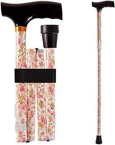 Duro-Med Designer Folding Walking Cane, Adjustable With Wood Handle