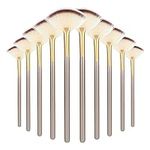 Amaxiu Fan Brushes for Facials, Ultra Slim Soft Facial Fan Applicator Brushes Professional Blending Makeup Brush with Comfortable Wood Handle for Mask Mud Cream Makeup Esthetician(10 Pcs, Wooden)