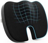 FOVERA Orthopedic Coccyx Cushion | 2 Years Warranty | Seat Cushion for Chair, Memory Foam Sitting Pillow for Tailbone, Sciatica & Back Pain Relief (M-Below 65kg Wt, Velvet Black)