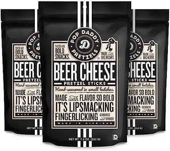 Pop Daddy Flavored Pretzels Sticks, Healthy Gourmet Pretzels Snacks, 7.5oz Individual Bags, 3 Pack, Beer Cheese