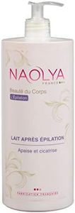 Naolya Lait Après Epilation - Apaise et Répare les Peaux Stressées - Elimine les Traces de Cires Résiduelles - Enrichi en Extrait de Lavanda - Parfum Framboise - Texture Onctueuse - Format Litre