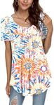 CATHY Womens Casual Short Sleeve Tu