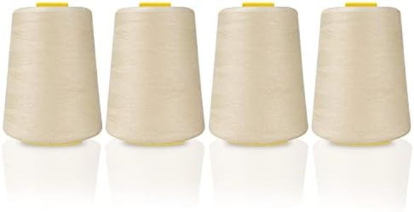 Curtzy Pack de 4 Hilos de Coser para Maquina Color Beis - Set Carretes de Poliéster Bobinas de Hilo 11 cm con Total 5400 m – Kit Hilo Coser para Coser a Mano y a Máquina