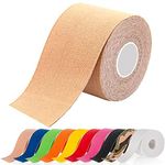 ATETEO Kinesiology Sports 5m x (2.5/3.8/5/7.5) cm Roll of Elastic Muscle Support Tape for Exercise &Injury Recovery, Skin Color, M: 5mX3.8cm