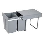 uyoyous Pull Out Kitchen Waste Bin,Cabinet Trash Can Dual Recycling Bin 400MM-20L + 20L, Soft Close Dustbin Under Counter Hidden Garbage Waste Container