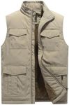 Vcansion Mens Outerwear Lightweight Padding Puffer Vest Winter Warm Gilet Khaki US 2XL/Asian 6XL