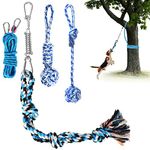 HUMLANJ Spring Pole Dog Rope Toys,Hanging Dog Tree Tug Toy with 18ft Rope,Tug of War Toy with a Big Spring Pole Kit & 2 Strong Dog Rope Toys for Puppy Medium to Large Dogs