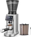 AMZCHEF Electric Coffee Grinder, Burr Coffee Grinders for Home Use, 24 Precise Grind Setting, LED Control Panel, Detachable Portafilter Holder, Stainless Steel Coffee Bean Grinder for Espresso, Sliver