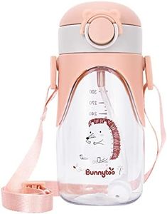 Bunnytoo Baby Sippy Cup with Straw Tritan BPA Free Leak-proof Shoulder Strap No Odor Kids Water Bottle with Calibration for Babies Under 3 Years Old Home School Outdoor,400ml Maple Apricot