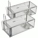 Anyhall 2-Pack Rat Traps Humane Live Mouse Cage Traps (Silver)