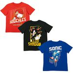 SEGA Tails Sonic The Hedgehog Knuckles Shadow 3 Pack Graphic T-Shirts Toddler to Big Kid, Knuckles / Shadow / Sonic, 2T